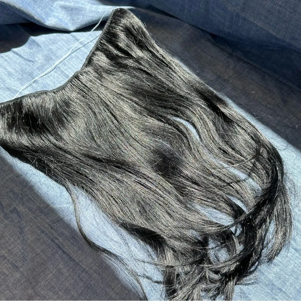 14” Jet Black Halo Human Hair Extensions 1 pc 60g #RB4